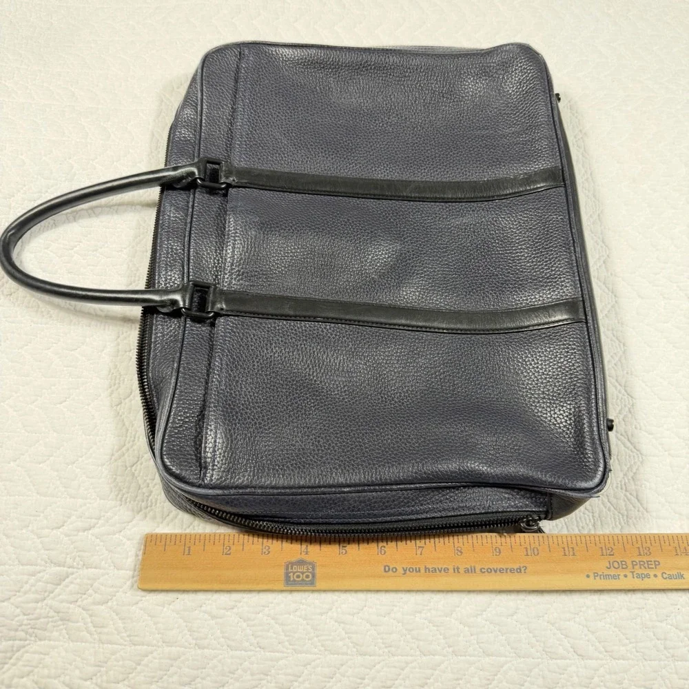 Coach Metropolitan Slim‎ Briefcase - Navy Pebbled Leather Work Office Travel